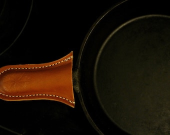 Leather Skillet Handle Cover Pot Holder Cast Iron