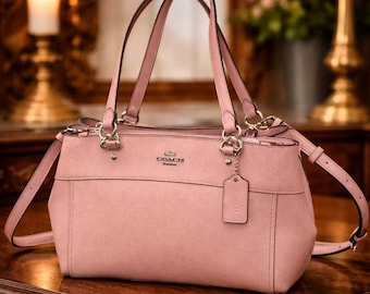 Coach Brooke Carryall F25397 Light Pink Crossgrain Leather Satchel Shoulder Bag w Strap