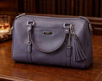Coach Purple Pebbled Leather Satchel Plum Eggplant Handbag Silver Hardware