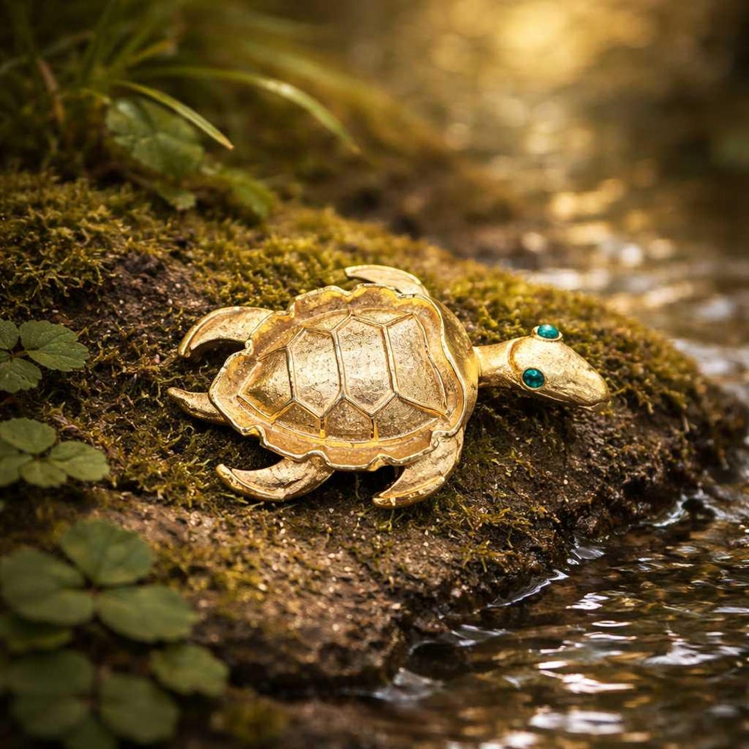 Gold Tone Turtle Brooch by Tradition - Etsy