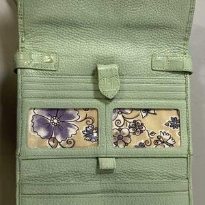 Brighton Mint Green Croc Embossed Leather Mini Organizer Crossbody Bag Y2K Belted