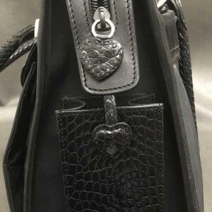 Brighton Black Croc Embossed Leather Briefcase Laptop Bag & Organizer Crossbody Set