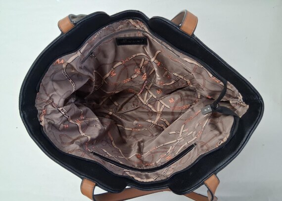 Montana West Black Faux Leather Tote Handbag with Brown Accents View 5