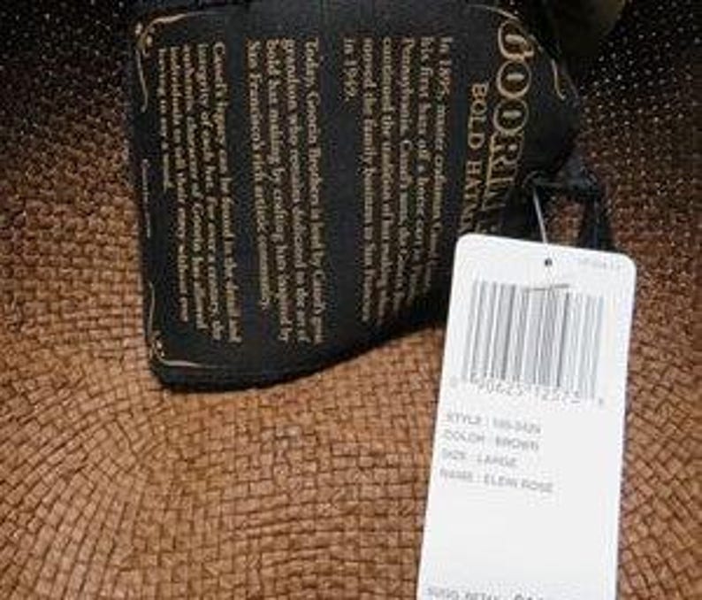 Goorin Bros. Eleni Rose Straw Hat | Size Large Brown Designer Hat with Original Box