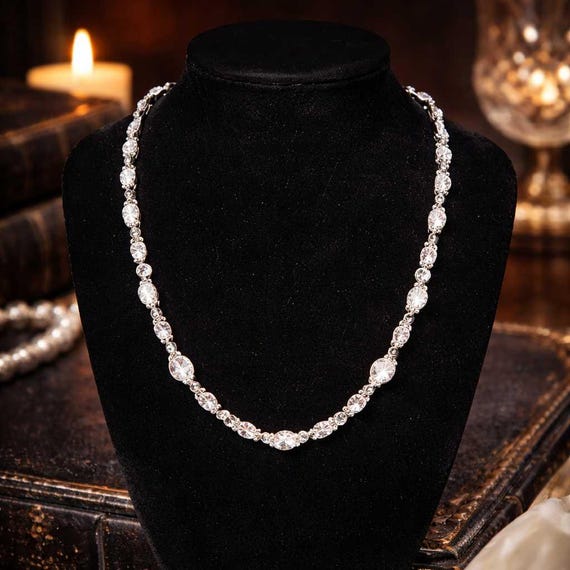 Authenticated Givenchy Silver Tone Crystal Statem… - image 1