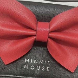Disney Loungefly Minnie Mouse Black Crossbody Handbag with Red Bow