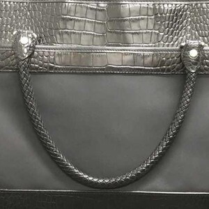 Brighton Black Croc Embossed Leather Briefcase Laptop Bag & Organizer Crossbody Set