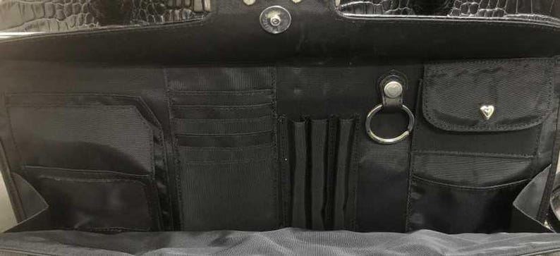 Brighton Black Croc Embossed Leather Briefcase Laptop Bag & Organizer Crossbody Set