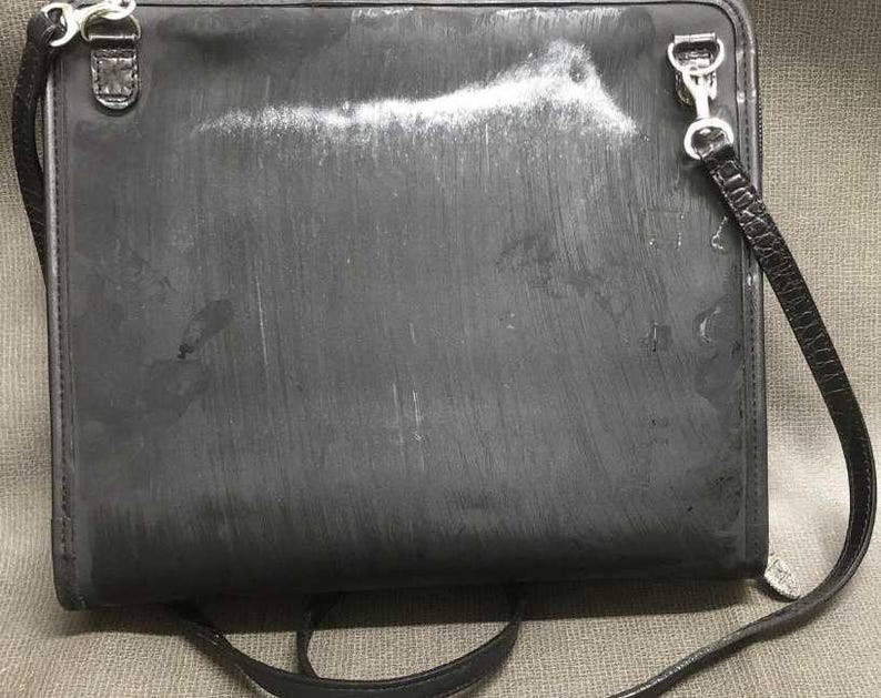 Brighton Black Croc Embossed Leather Briefcase Laptop Bag & Organizer Crossbody Set