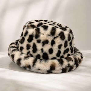 Urban Outfitters Leopard Print Faux Fur Bucket Hat | Super Soft Winter Accessory
