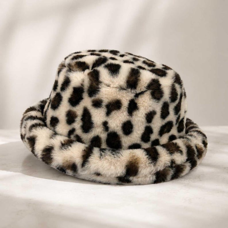 Urban Outfitters Leopard Print Faux Fur Bucket Hat | Super Soft Winter Accessory