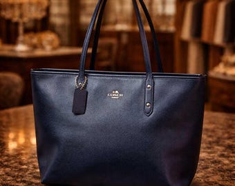 Coach Town Tote F72673 | Light Blue Polished Pebble Leather