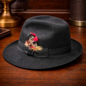 Adolfo Orange ? wool felt  Hat with Floral and Leaf Accents Derby style hat M936( Orange hat ) Kentucky Derby hat, Wedding hat, Royal  main image 3
