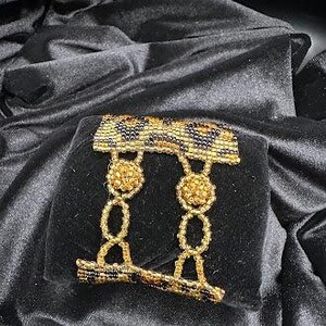 Leopard Pattern Beaded Statement Cuff Bracelet