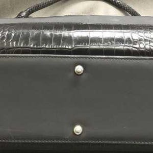 Brighton Black Croc Embossed Leather Briefcase Laptop Bag & Organizer Crossbody Set