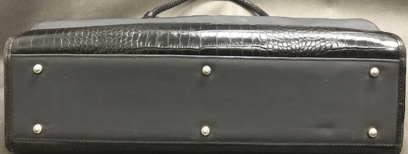 Brighton Black Croc Embossed Leather Briefcase Laptop Bag & Organizer Crossbody Set