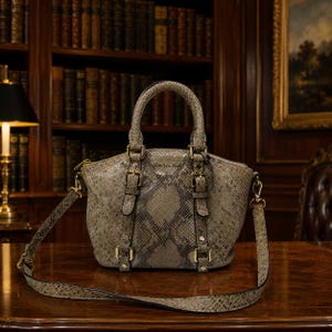 Michael Kors Python Print Satchel Bag with Shoulder Strap