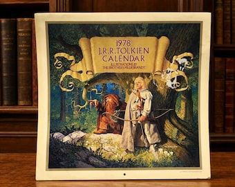 1978 J.R.R. Calendrier Tolkien | Calendrier illustré Ballantine Le Seigneur des anneaux Hobbit vintage
