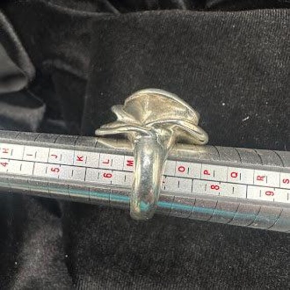 Silver Tone Rose Statement Ring - image 5