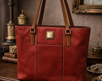 Dooney & Bourke Lexington Pebbled Leather Shopper Tote Red Shoulder Bag