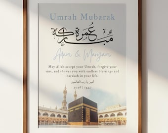 Lámina personalizada de Umrah Mubarak / Regalo islámico personalizado / Lámina decorativa de la Kaaba para imprimir / Decoración musulmana para el hogar / Umrah Kaaba / Descarga digital