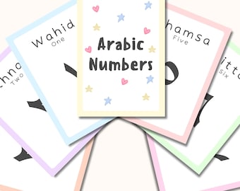 Tarjetas didácticas de números árabes del 1 al 20 / Material didáctico imprimible para niños / Educación para niños musulmanes / Recurso islámico / Alfabetización numérica / Descarga digital