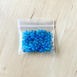 Blue Crystal Glass Beads 4mm Round 7g Resealable Bag Jewelry Making Beads