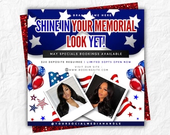 Memorial Day Booking Flyer, Memorial Day Special Flyer, Holiday Sale Flyer, Memorial Day Book Now Flyer, Memorial Day Flyer, Canva