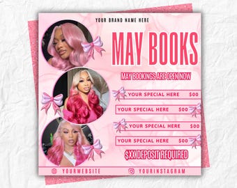 May Booking Flyer, Mother's Day Special Deal, Editable Canva Template (Digital Download)