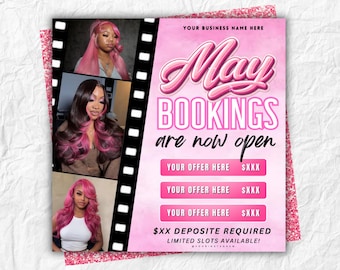 May Booking Flyer, Mother's Day Special Deal, Editable Canva Template (Digital Download)