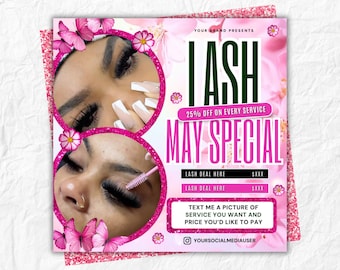 May Lash Flyer, Lash Booking Flyer, May Booking, Mother's Day Lash Deals, Lashes Flyer, Lash Special deal Flyer, Mother's Day Special, Canva