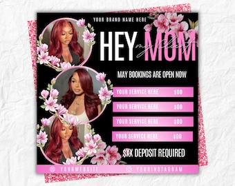 May Booking Flyer, Mother's Day Special Deal, Editable Canva Template (Digital Download)