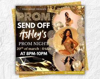 Prom Send Off Flyer, Prom Season Flyer, Prom Event Flyer, Prom Send Off Invitation Flyer, Homecoming Flyer, prom Party , canva Editable