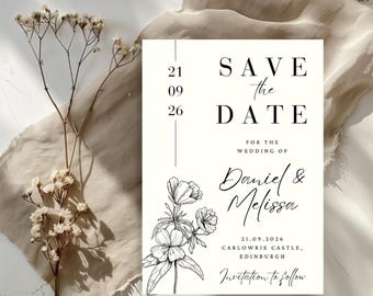 Editable Save the Date Template – Minimalist Wedding – Instant Download – Canva Printable Wedding Stationery