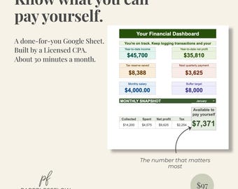 Freelancer Bookkeeping Spreadsheet, Self Employed Google Sheets Template, Income Expense Tracker, Pay Yourself Calculator, CPA Designed