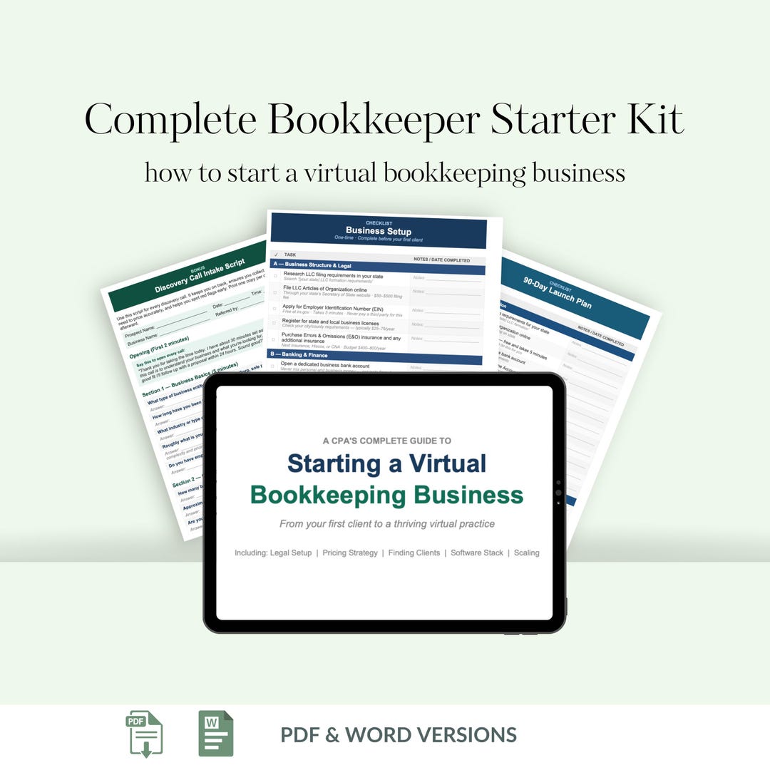 Virtual Bookkeeping Business Starter Kit, Start a Bookkeeping Business ...