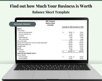 Balanssjabloon, overzicht activa en passiva van kleine bedrijven, Google Spreadsheets en Excel, ontworpen door CPA