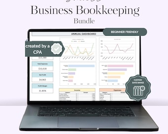 Boekhoudspreadsheet voor kleine bedrijven, inkomsten-uitgaventracker, winst en verlies, omzetbelasting, Google Spreadsheets + Excel, CPA-ontworpen