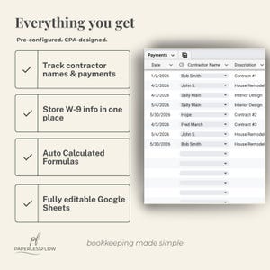 Construction small business using Google Sheets 1099‑NEC tracker to log contractor payments and prepare for tax season hassle‑free.