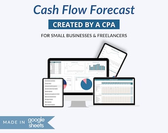 Sjabloon kasstroomprognose, maandelijks kasstroomoverzicht en -projectie, Google Spreadsheets, CPA-ontworpen