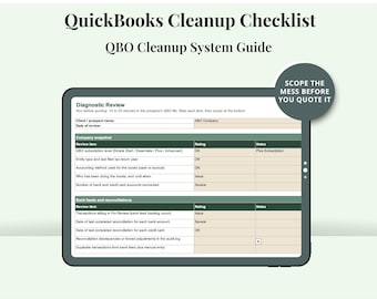 QuickBooks Online Cleanup Checklist and Client Setup Kit for Bookkeepers, CPA-Created Diagnostic Review, Findings Report, Google Sheets