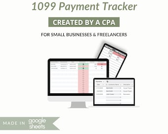 1099-NEC Tracker-spreadsheet Google Spreadsheets, betalingstracker onderaannemer, trackingsjabloon aannemer, gemaakt door CPA, klein bedrijf