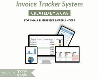 Google Spreadsheets-sjabloon factuurtracker, AR-verouderingssjabloon, eigenaren van kleine bedrijven, freelancers, digitale download