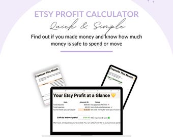 Etsy Winstcalculator Spreadsheet Google Spreadsheets, Etsy Fee Calculator, maandelijkse Etsy Income Tracker, Financiën Etsy-verkopers