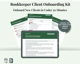 Onboardingkit boekhouder, checklist e-mailsjablonen vragenlijst, QuickBooks Xero, Solo Bookkeeper, digitale download