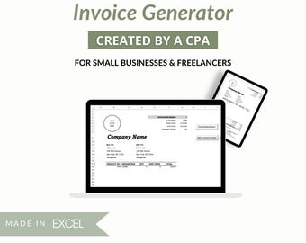 Freelancer-factuurgenerator, spreadsheet voor automatisch berekenen van facturering, geautomatiseerde Excel-facturen, maken van facturen voor kleine bedrijven