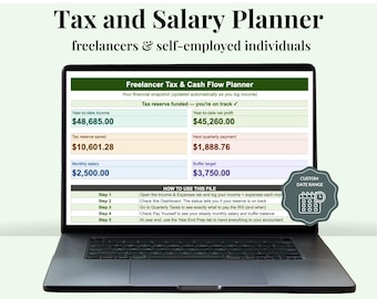Freelancer driemaandelijkse belastingcalculator Google Spreadsheets, belastingspreadsheet voor zelfstandigen, 1099-belastingplanner, zelfbetaalsysteem, gemaakt op basis van CPA