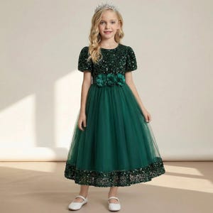 green emerald velvet dress Hand Beaded Short Sleeve Floral Godet Gown In Dusty Emerald