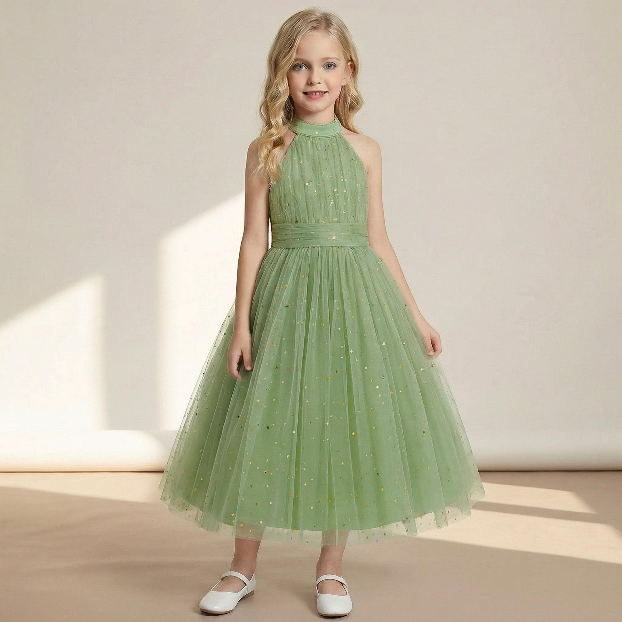 green emerald velvet dress Kids Harper Chiffon Faux Wrap Dress main image 1