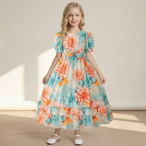 Teal and Orange Flower Girl Dress - Etsy Teal and Orange Flower Girl Dress - Etsy